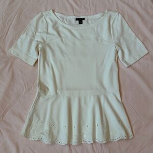 Ann Taylor Peplum Top - Cream - XXSP (Petite)